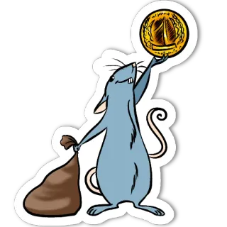 🤑 4f787b27 ratto, moneta, borsa, animale, cartone animato, illustrazione telegram sticker