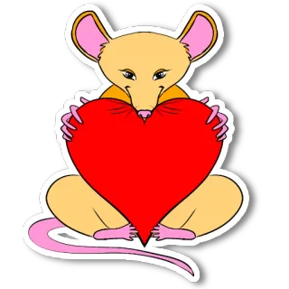 ❤ 6452b69d topo, cuore, amore, animale, cartone animato, roditore, carino, san valentino telegram sticker