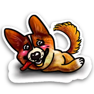 😁 b1d6b147 corgi, cane, cucciolo, animale, carino, cartone animato, adesivo telegram sticker