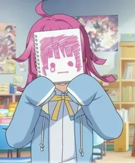 📙 e546f111 动漫, 绘画, 角色, 粉色头发, 素描, 插画 telegram sticker