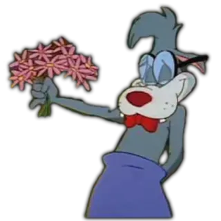 😍 15e944ea cartoon, wolf, flowers, glasses, bow tie, cute, animation whatsapp sticker