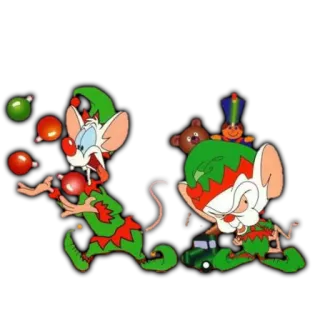 🎄 b236eb3d Pinky and the Brain cartoon, animated, mice, christmas, elf whatsapp sticker