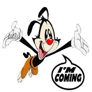 🛵 12529907 Wakko Warner Animaniacs I'M COMING การ์ตูน, Animaniacs, Wakko Warner, แอนิเมชัน, ทักทาย, กำลังมา telegram sticker