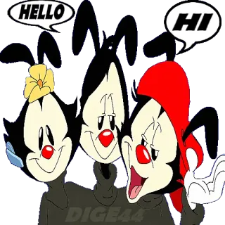 👋 45db40a6 HELLO HI DIGE44 แอนิเมเนียกส์, การ์ตูน, ตลก, วัคโก, ยัคโก, ดอท, สวัสดี, ไฮ telegram sticker
