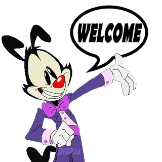 👆 7cec1907 WELCOME ยินดีต้อนรับ, ทักทาย, การ์ตูน, ตัวละคร, คำพูด telegram sticker