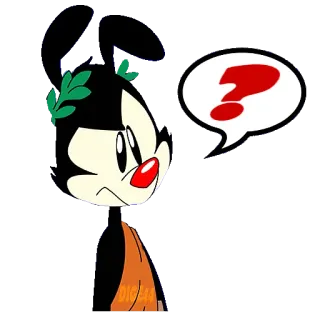 ❓ c0b719f2 Yakko Warner Animaniacs การ์ตูน, คำถาม, Animaniacs, Yakko Warner, ตัวละคร, กำลังคิด telegram sticker