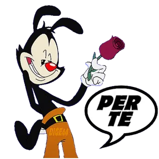 🌹 33727ad1 Wakko Warner Animaniacs PER TE 漫画, ワーナーブラザーズ, ワッコ, 赤いバラ, おすすめ, イタリア telegram sticker