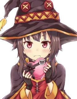 ♥️ a0d2341d Megumin Konosuba anime, megumin, konosuba, valentine, gift, heart, kawaii, cute telegram sticker
