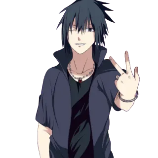 ✌ 09ac999f Sasuke Uchiha Naruto sasuke, naruto, anime, uchiha, jari tengah, gestur ofensif whatsapp sticker