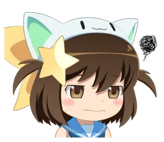 😖 2cc8758b Anime, Cartone animato, Carino, Ragazza, Personaggio, Orecchie da gatto telegram sticker