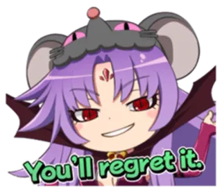 😼 3996ec59 You'll regret it. anime, cartone animato, topo, rimpianto telegram sticker