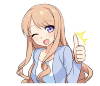 👍 59c6f49a Anime, Cartone animato, Ragazza, Carino, Pollice in su, Positivo, Approvazione, Occhiolino telegram sticker