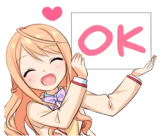 👌 6eb8a497 OK ok, anime, carina, ragazza, approvazione telegram sticker