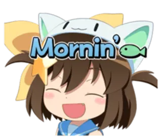 🌞 82547561 Mornin' Anime, Carino, Mattina, Saluto, Kawaii, Cartoni animati telegram sticker