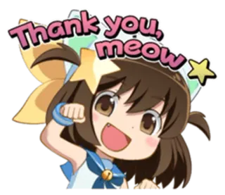 🐯 88bf5972 Thank you, meow Ragazza anime, Grazie, Kawaii, Miao, Orecchie da gatto, Carino, Cartone animato telegram sticker