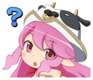 😮 f3c651dc Anime, Cartone animato, Domanda, Carino, Mucca, Cappello telegram sticker