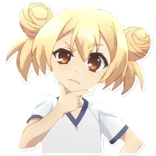 🤔 02eadeba Anime, Ragazza, Pensando, Bionda, Cartone animato telegram sticker
