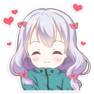 ❤ b84099d5 Anime, Ragazza, Cuori, Carino, Adesivo telegram sticker
