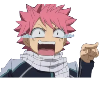 🤣 234f5b6f Natsu Dragneel Fairy Tail anime, manga, crying, pointing, natsu dragneel, fairy tail, pink hair whatsapp sticker