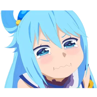😭 642085fe Aqua Konosuba anime, cartoon, sad, crying, aqua, konosuba whatsapp sticker