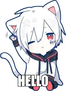 👋 660e1c75 HELLO anime, cat, hello, cute, cartoon, greeting, character whatsapp sticker