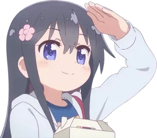 ✋ f393a16a anime, girl, salute, flower, cute, cartoon whatsapp sticker