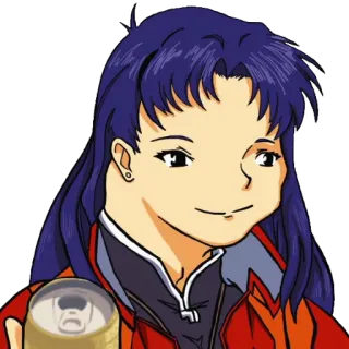 🍺 2f52c1cd Misato Katsuragi Neon Genesis Evangelion anime, Misato, Evangelion, drinking, character, woman telegram sticker