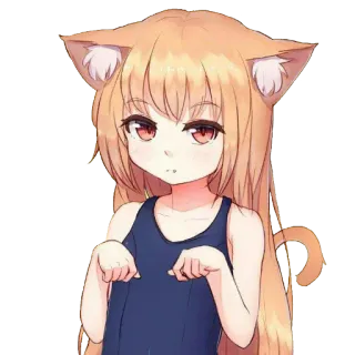 😽 32f00872 anime, catgirl, kemonomimi, cute, kawaii, manga telegram sticker