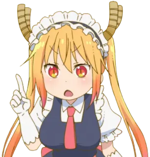 ☝ 51139181 Tohru Miss Kobayashi's Dragon Maid anime, dragon, maid, cartoon, horns, cute telegram sticker
