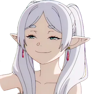 😏 54845a98 anime girl, elf, white hair, anime, portrait, character telegram sticker