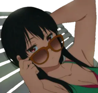 🕶 cd4be979 anime girl, sunglasses, relaxing, summer, cartoon, chill, female, character telegram sticker