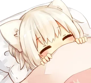 😴 dbf18b15 anime, catgirl, sleeping, kawaii, cute, anime girl telegram sticker
