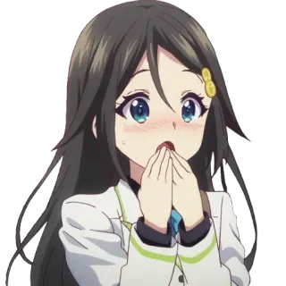😨 32429bc1 anime, ragazza, scioccata, carina, arrossire, kawaii whatsapp sticker