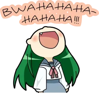 😂 3ef2e495 BWAHAHAHA-HAHAHA!!! anime, risata, cartoni animati, divertente, bwahaha, capelli verdi whatsapp sticker