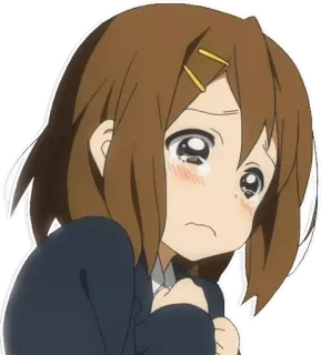 😰 b82626b9 Yui Hirasawa K-On! anime, k-on, yui hirasawa, piangendo, triste, ragazza, emozionale whatsapp sticker