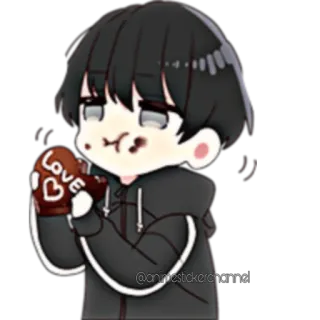 😋 0df57620 Love mono, anime, chocolate, amor, corazón, kawaii whatsapp sticker