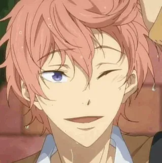 😉 9d48a7dd Anime, Manga, Charakter, Pinke Haare, Zwinkern, Porträt telegram sticker