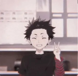 ✌️ d596c115 Anime, Cartoon, Figur, Lächeln, Friedenszeichen, Positiv telegram sticker