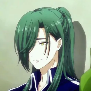 🍃 c3867ebe Anime, Pelo verde, Retrato, Expresión engreída telegram sticker