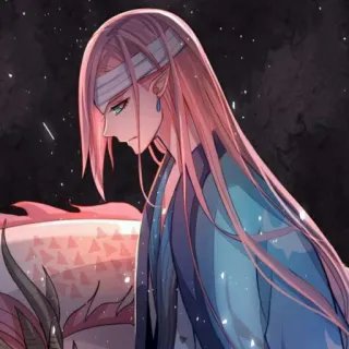 🌷 e5b595e0 Anime, Manga, Elfo, Fantasía, Pelo largo, Pelo rosa, Personaje, Arte digital telegram sticker