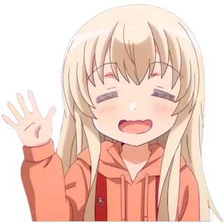 ✋ 6f970ef5 Anime, Cartone animato, Carino, Ragazza, Salutando, Sorridendo whatsapp sticker