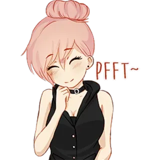 ☺️ 7f533a5f PFFT~ ragazza anime, capelli rosa, carina, espressione whatsapp sticker
