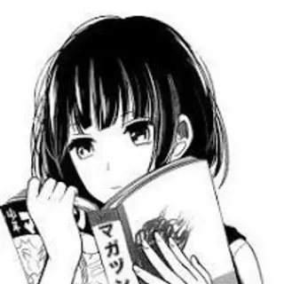 🖤 85ca393d anime, girl, reading, book, manga telegram sticker