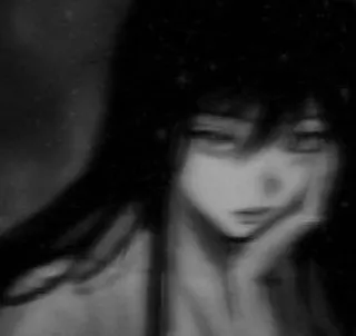🖤 f23c96b9 anime, girl, art, sad, monochrome, portrait telegram sticker