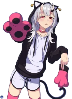 😈 2d434eee アニメ, 猫耳娘, かわいい, カワイイ, 猫, 漫画, パーカー telegram sticker