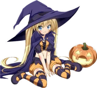 😈 da2bca34 アニメ, 魔女, ハロウィン, 漫画, 女の子, キャラクター telegram sticker