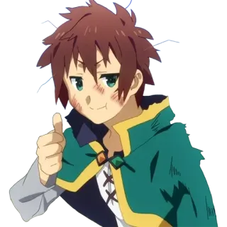 😀 f9e1d6be Kazuma Satou Konosuba Аниме, Персонаж, Большой палец вверх, Konosuba, Казума telegram sticker