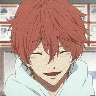 ⛓ 34506643 애니메이션, 캐릭터, 웃는, 빨간 머리, 후드티 telegram sticker