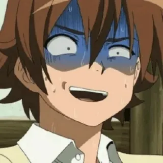 ⛓ 55283b63 애니메이션, 만화, 표정, 무서움, 불안, 땀, 공포, 캐릭터 telegram sticker