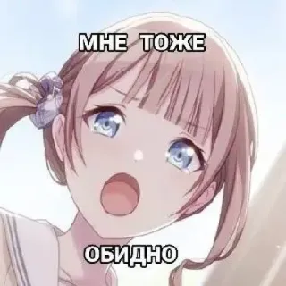 🤩 ce73726e МНЕ ТОЖЕ ОБИДНО Anime, Gadis, Sedih, Menangis, Teks Rusia telegram sticker